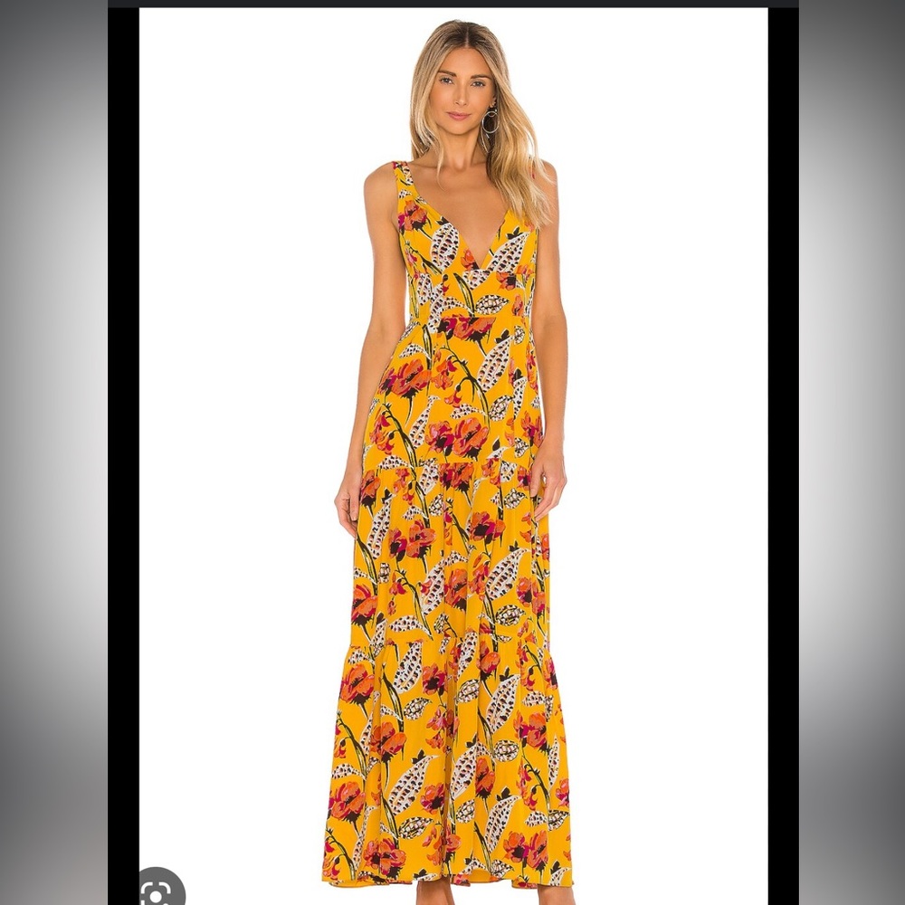 A.L.C, rae maxi floral dress, yellow multi color, size 6